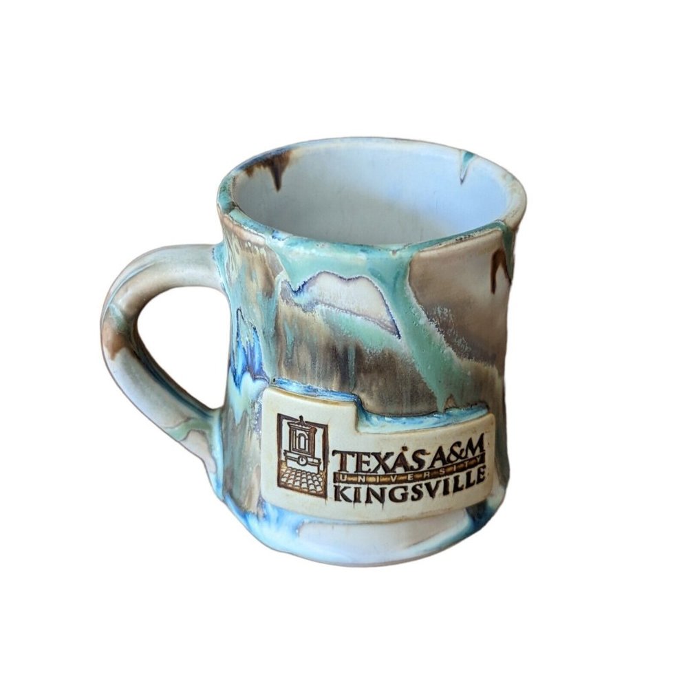 Unique Pottery Hand Crafted Texas A&M Aggies Coffee Mug Signed Drip Glaze